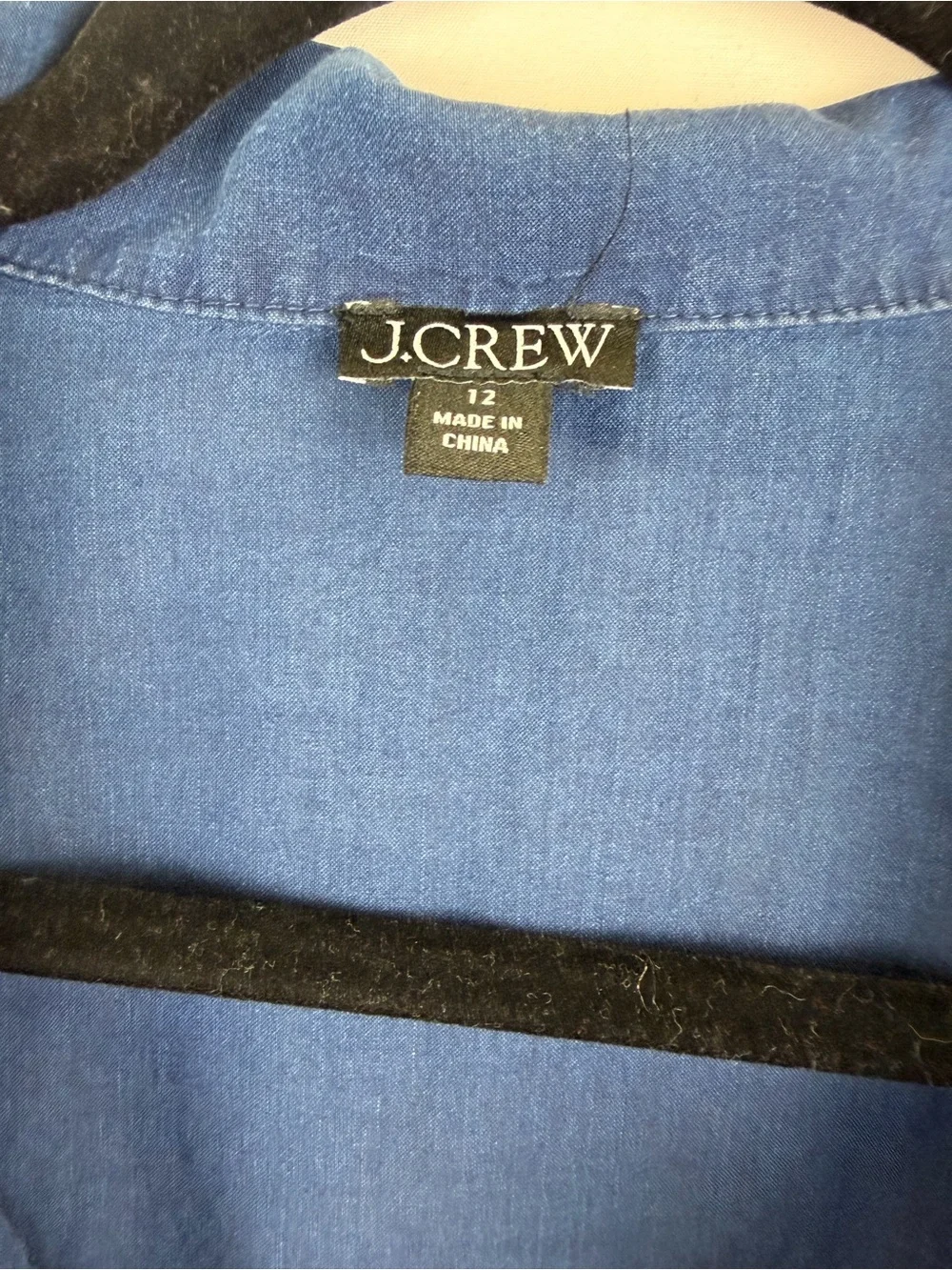 J.‎ Crew Navy Button-Front Camp Shirt Sz 12 100% Cotton Casual Minimalist